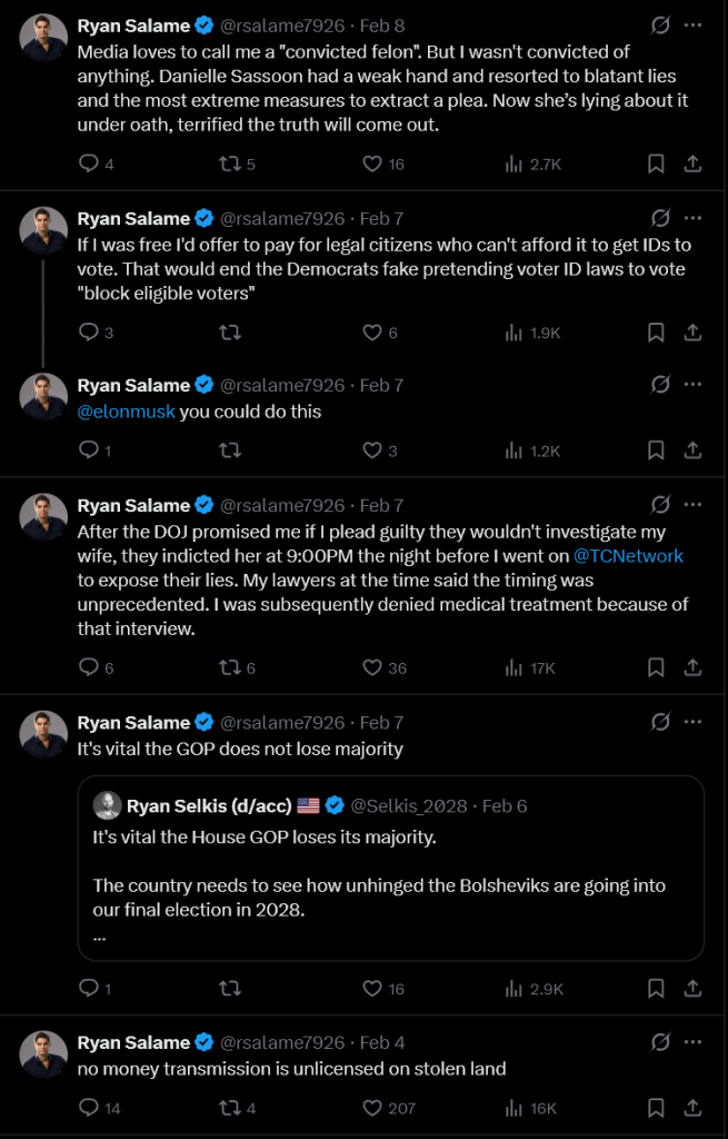 前FTX高層Ryan Salame獄中力挺特朗普 冀獲赦免