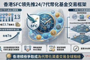 香港證監會發布新監管框架，香港代幣化基金全天候交易，包括夜間及週末。截至2026年3月，13款代幣化產品已公開發售，資產管理規模達13.7億美元。SFC執行董事葉志衡稱此為全球首個為代幣化授權基金交易提供可預測性的監管制度。香港金管局與SFC正建立三層數字貨幣基礎設施，滙豐已完成首筆跨銀行代幣化交易。