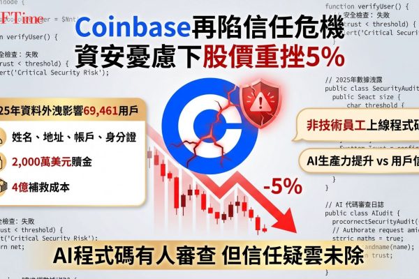 Coinbase平台安全性遭質疑，行政總裁Brian Armstrong表示非技術團隊現在也在上線生產程式碼，許多工作流程已被自動化，引發用戶對平台安全性的強烈反彈。此爭議喚起2025年資料外洩事件的痛苦記憶（影響69,461名客戶，外洩資料包括姓名、地址、銀行帳號等）。CEO強調「沒有人直接進行氛圍編碼」。
