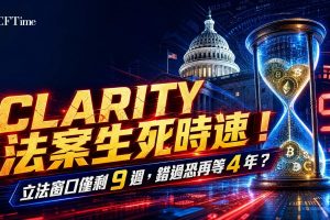 CLARITY法案面臨嚴峻時間壓力。在8月參議院夏季休會前，6月僅有四個工作週、7月僅有三個工作週，法案通過窗口相當狹窄。參議院需同時處理預算和解法案、FISA重新授權及住房法案。立法者對道德規範、穩定幣收益條款、反洗錢規則及DeFi保護措施仍未達成共識。Polymarket預測2026年通過機率已降至54%。
