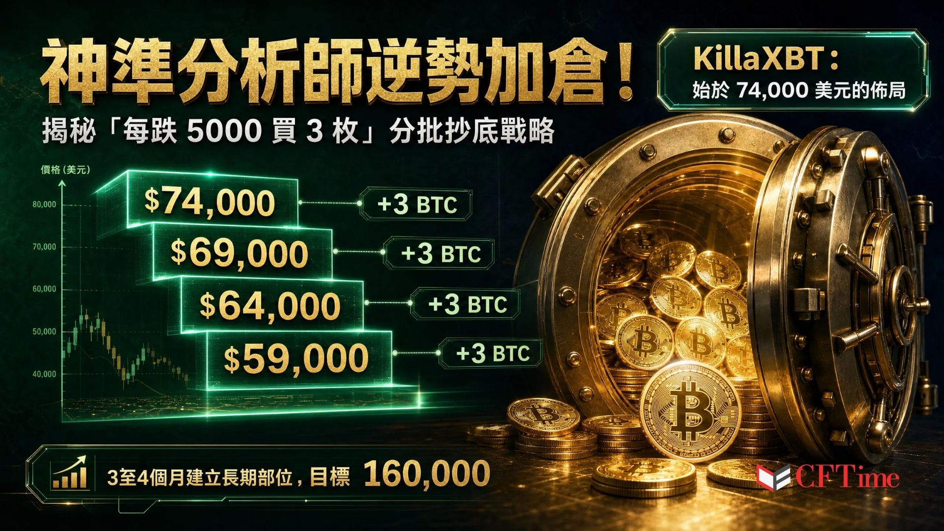 曾在2025年5月精準預測比特幣升至120,000美元以上的匿名分析師KillaXBT，在比特幣跌破66,000美元之際發布最新市場看法。他表示已在74,000美元買入3枚比特幣，並計劃「每跌5,000美元買入3枚」。KillaXBT強調「這不是交易，是投資」，將在未來3至4個月內建立長期現貨部位。