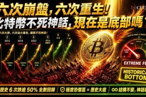 比特幣六次暴跌逾50％。歷史上比特幣曾六次暴跌逾50％，每次均迎來復甦：2011年從32美元跌94％後反彈至1,163美元；2013-2015年從1,163美元跌87％至152美元；2018年從19,783美元跌84％至3,122美元；2021年跌50％；2022年從69,000跌至17,500美元。