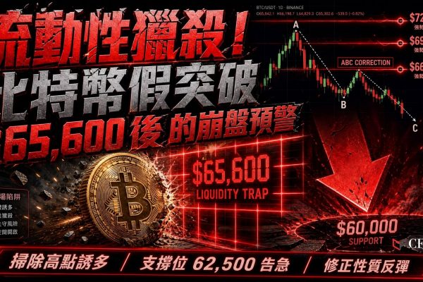 比特幣或假突破65,600美元！分析師警告：掃除高點後恐急挫至60,000-61,000美元