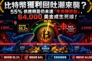 比特幣獲利供應從6月30日的46.2％回升至7月21日的58％，撰稿時回落至55.2％。歷史週期數據顯示，先前熊市復甦中獲利供應至少達64％以上，當前水平仍需進一步提升才能匹配更強復甦結構。持有100至1,000枚BTC的巨鯨已重返獲利狀態，行為模式與3至4月相似。64,000美元為關鍵支撐，失守可能增加獲利了結風險。