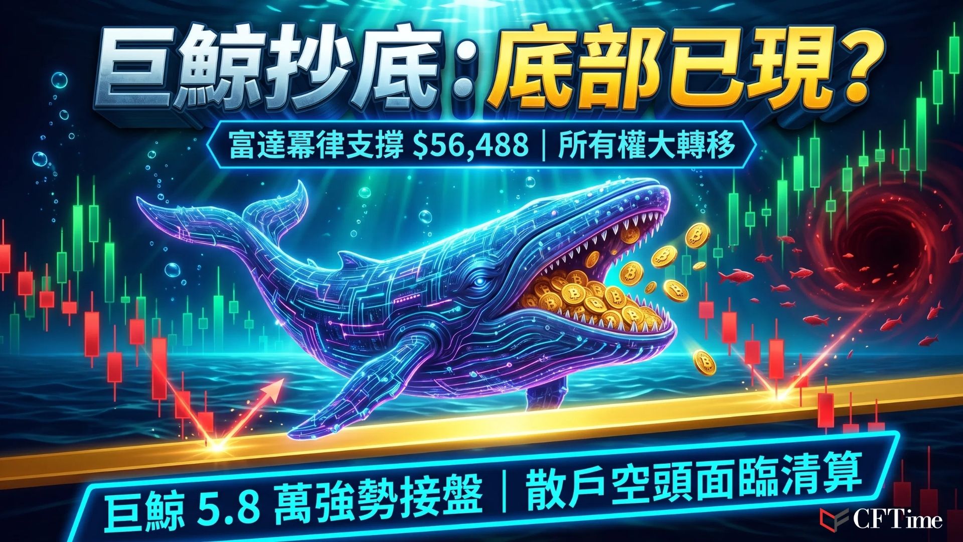 比特幣牛市中最激進的企業金庫買家在當前價格水平已停止累積，總市值從3,960億美元降至2,720億美元。CryptoQuant指出該群體自5月以來幾乎停止購買。與此同時巨鯨在58,000美元底部增加多頭曝險，散戶則反向押注下跌。宏觀策略師Visser確認自去年頂部以來首個RSI背離底部信號。