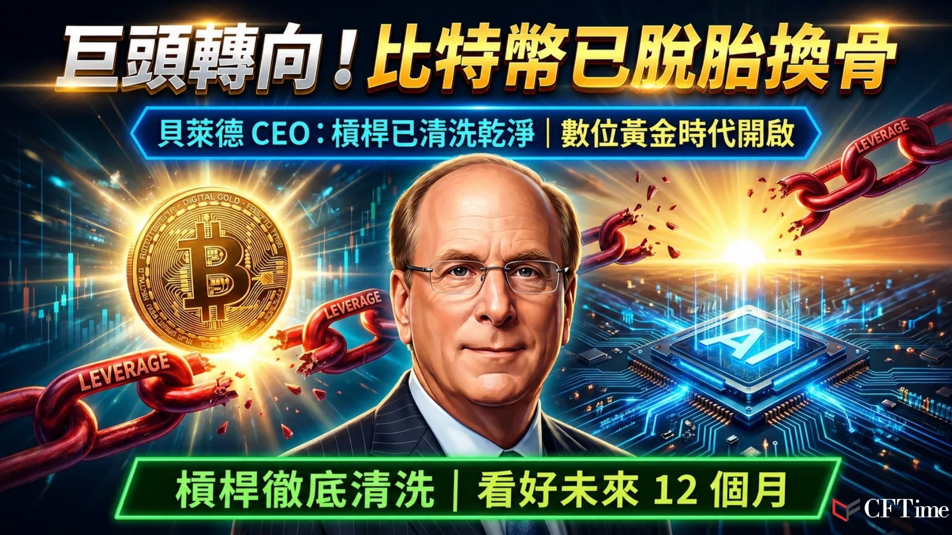 貝萊德CEO Larry Fink表示比特幣槓桿問題已大致解決，投機部位被清洗後市場在當前水平更加穩定。他對未來12個月市場非常看好，認為人工智能將繼續推動企業盈利能力——貝萊德過去12個月利潤率提高260個基點，很大部分來自技術應用。