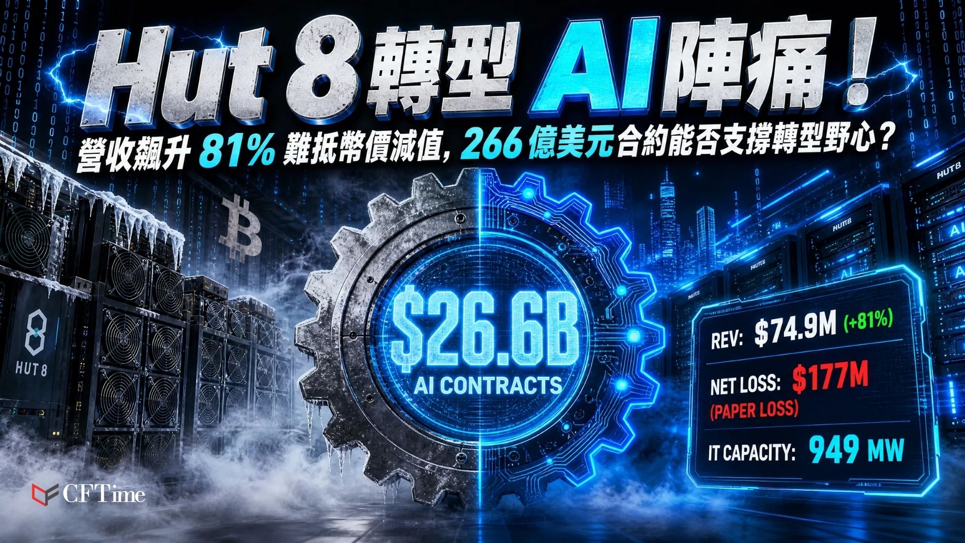 Hut 8第二季營收年增81％至7,490萬美元，惟淨虧損達1.77億美元，股價應聲下跌9.74％至101.16美元。虧損主因為數位資產未實現損失1.386億美元（按市值計價會計處理），排除該項目的調整後EBITDA達1,040萬美元，高於去年同期的420萬美元。