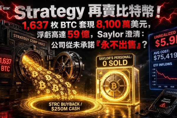 Strategy再賣比特幣！Strategy以約8,100萬美元出售1,637枚比特幣及部分MSTR普通股，用於回購STRC優先股並延長現金股息支付期限。該公司目前持有約84.2萬枚比特幣，以平均成本75,419美元計算，未實現虧損約59億美元。Saylor澄清公司與個人為獨立實體，重申個人從未賣出任何比特幣。