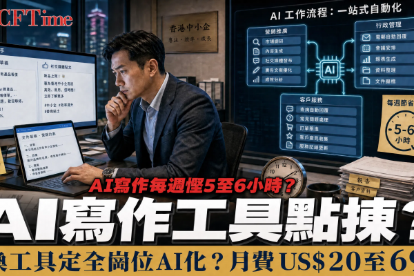 AI寫作工具點揀？香港中小企換工具定全崗位AI化，AI寫作每週慳5至6小時示意圖