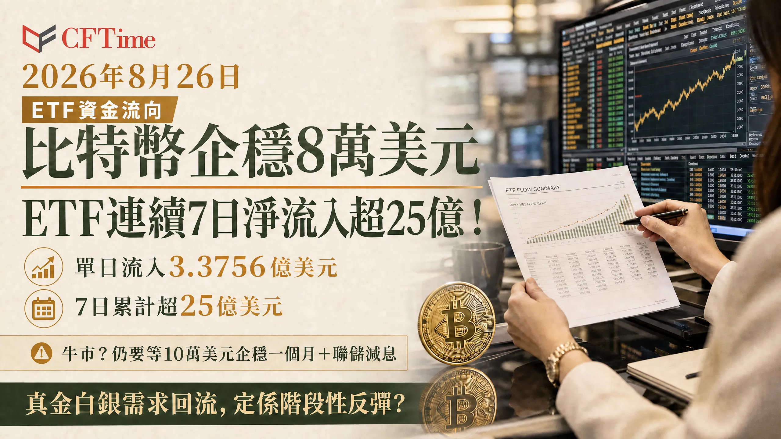 比特幣ETF淨流入創7連陽！比特幣站穩8萬美元，分析師：言之尚早但頗樂觀