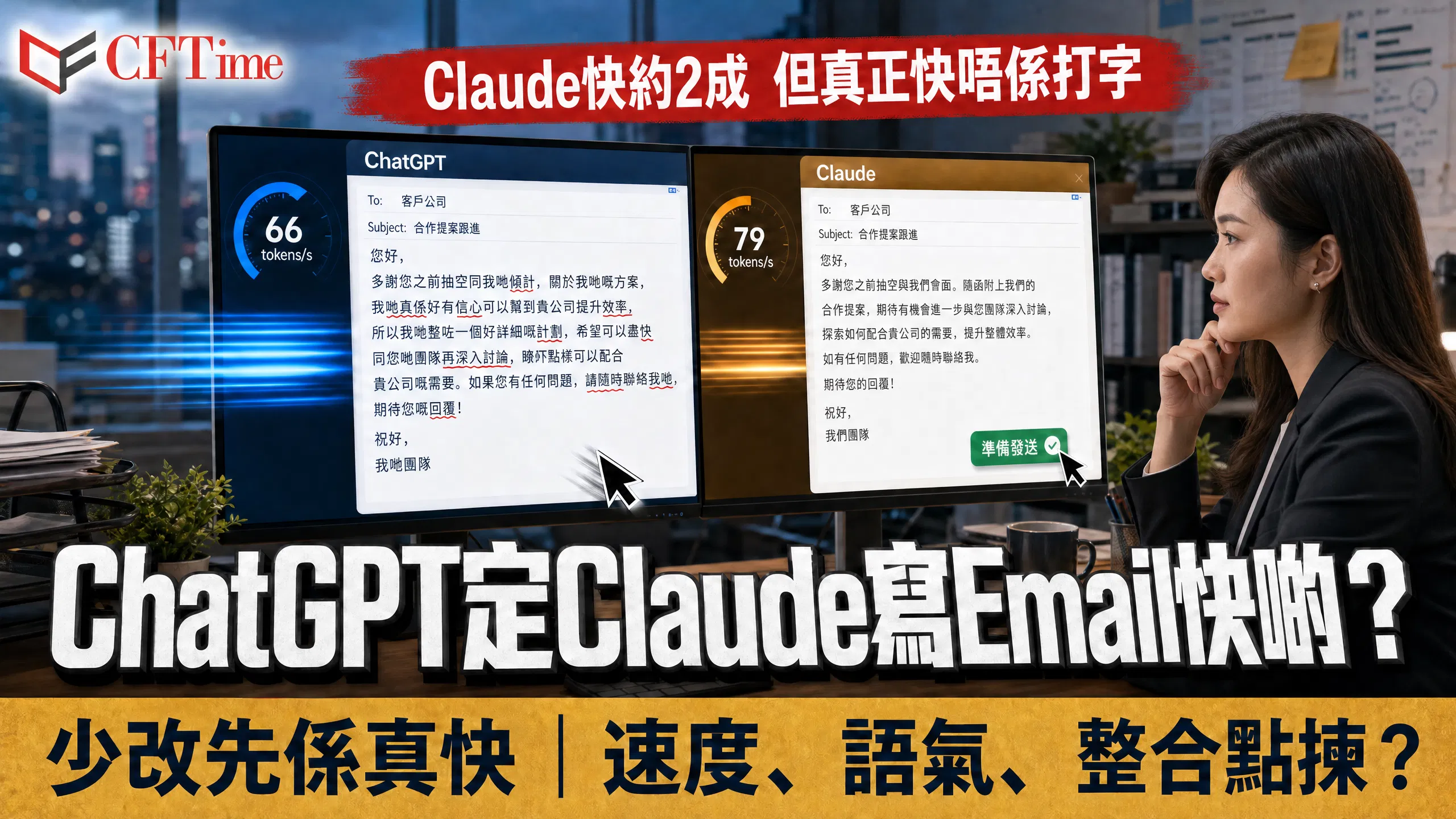ChatGPT與Claude寫Email回覆哪個較快？香港中小企實測比較示意圖