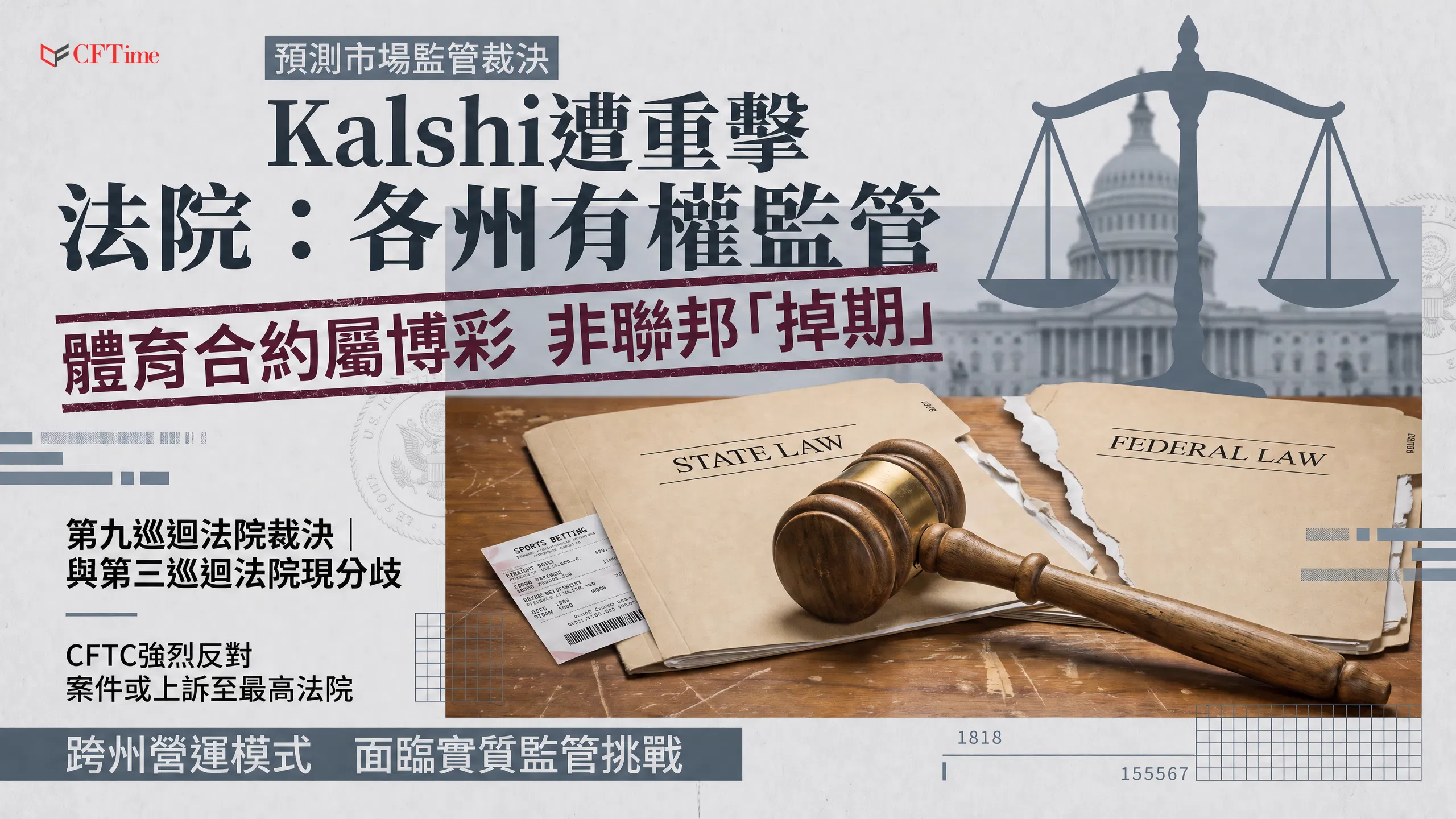 美國第九巡迴法院裁定各州有權監管預測市場！Kalshi再受挫 CFTC獨家管轄權主張告急