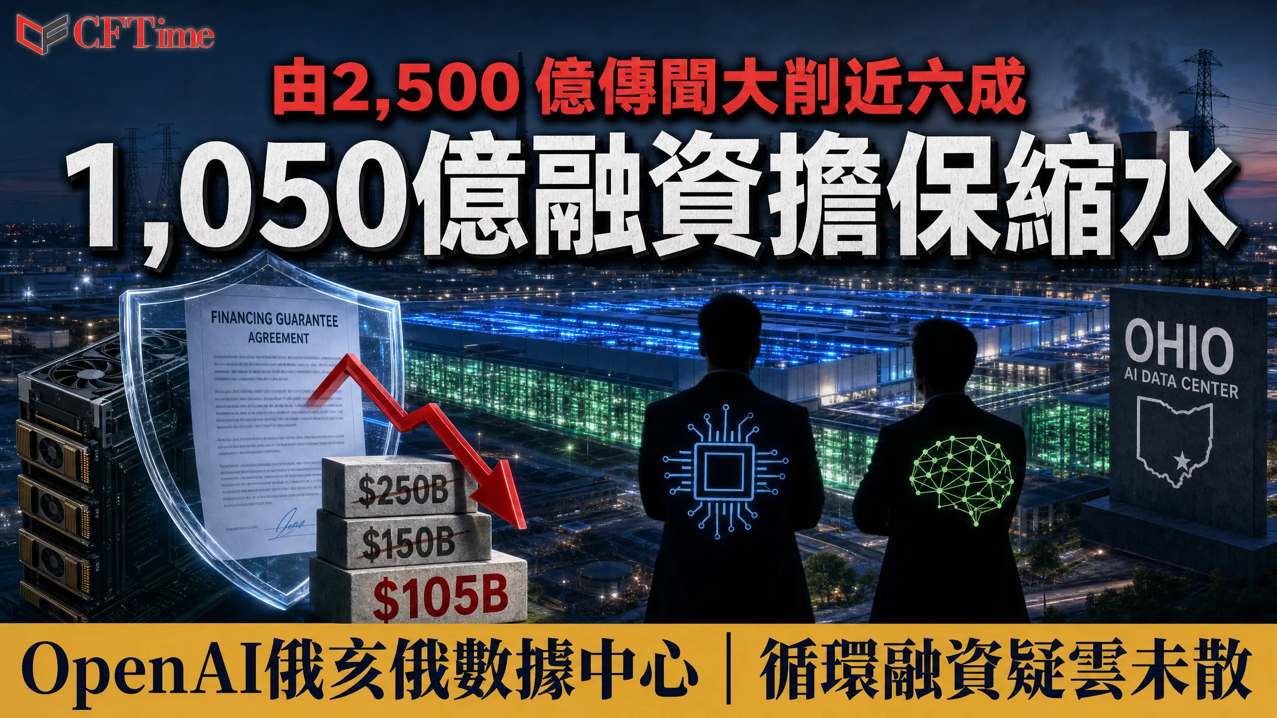 OpenAI Nvidia數據中心協議1,050億美元融資擔保較傳聞2,500億美元大幅縮水示意圖