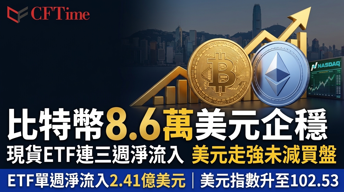 比特幣8.6萬美元企穩 現貨ETF連三週淨流入